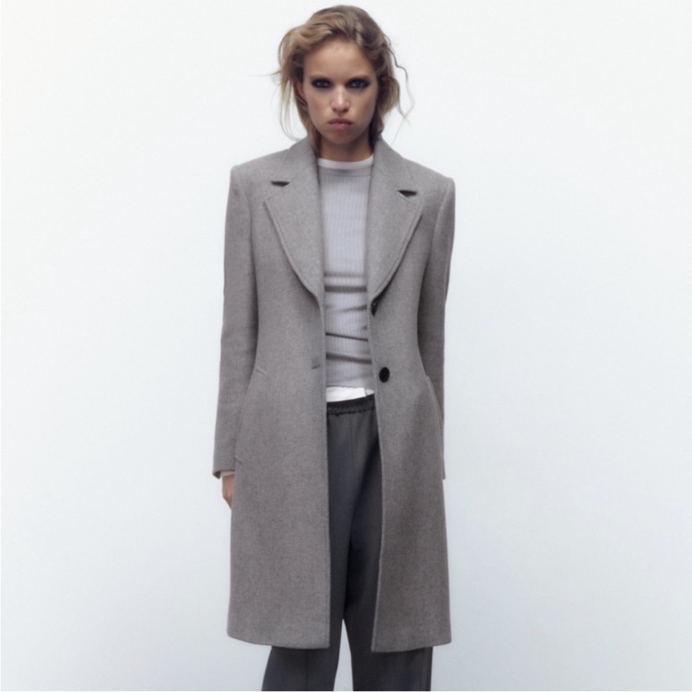 Zara wool blend single breasted jacket